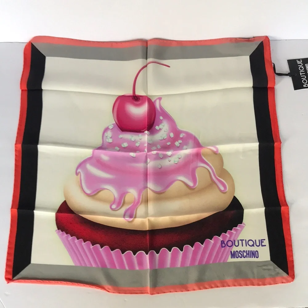 Boutique Moschino Cupcake Scarf 100% Silk Made in Italy NWT